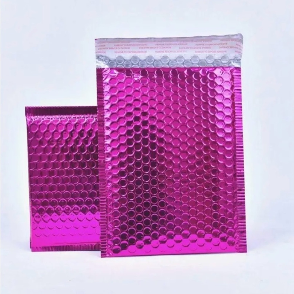 20 pc Set of 10 Pink Bubble Mailers & 10 Stickers 10” x 6”